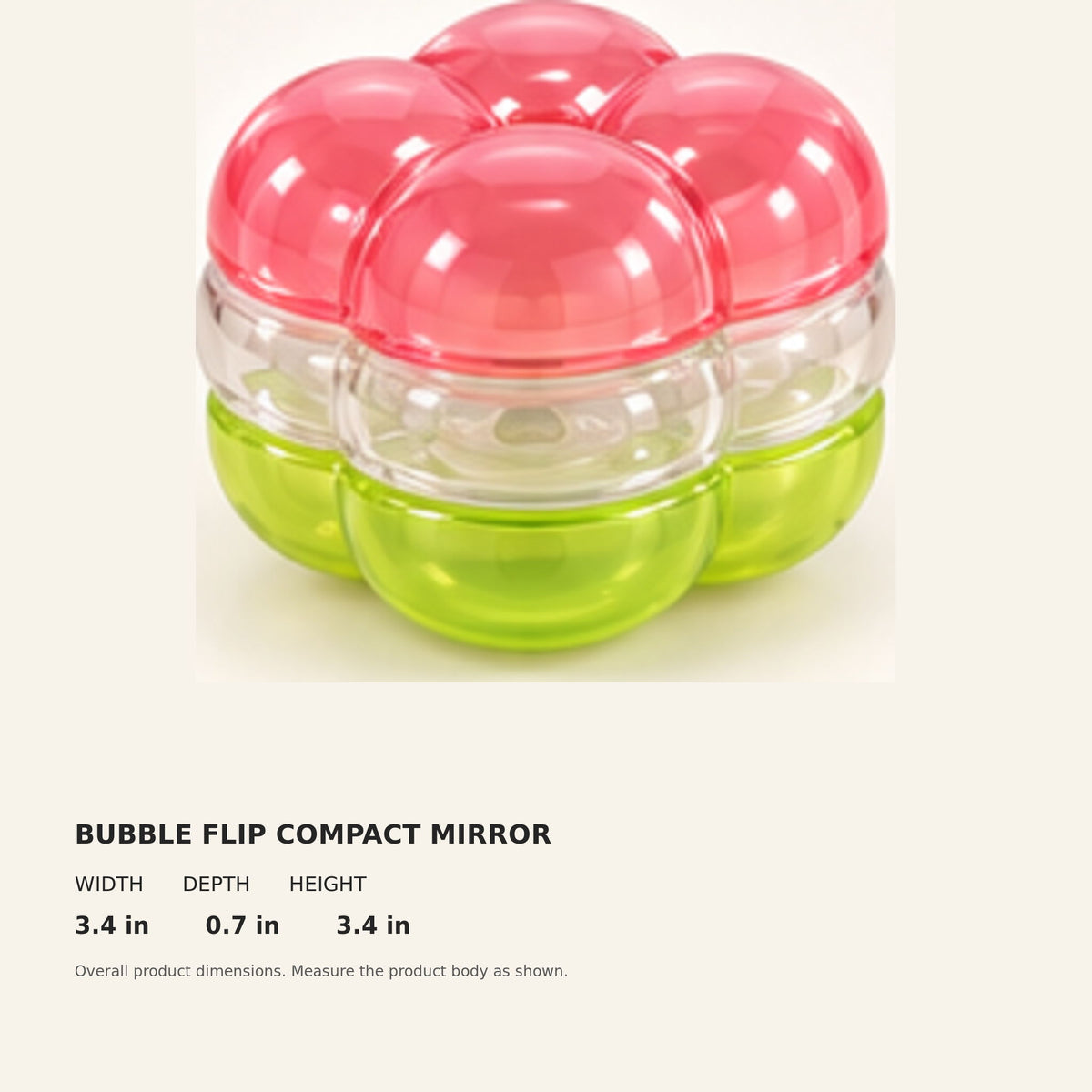Bubble Flip Compact Mirror — size guide